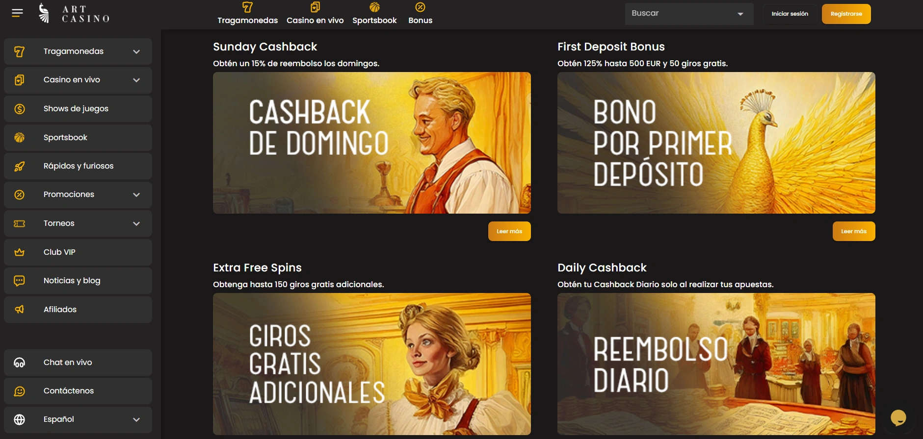 Bonos y promociones vigentes en ArtCasino — Art Casino